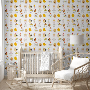 cartoon eggs and little chic wallpaper