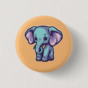 CARTOON ELEPHANT 3 CM ROUND BADGE