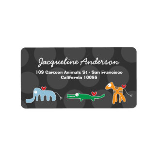Cartoon Elephant Alligator Giraffe Address Labels