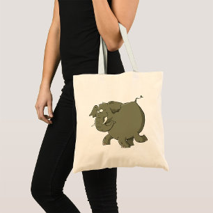 Cartoon Elephant Grey Animal Tote Bag