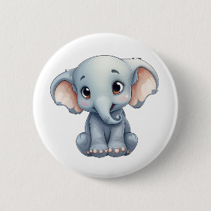 Cartoon elephant illustration 6 cm round badge