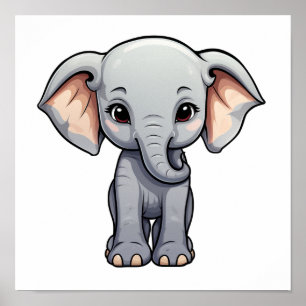 Cartoon elephant illustration poster