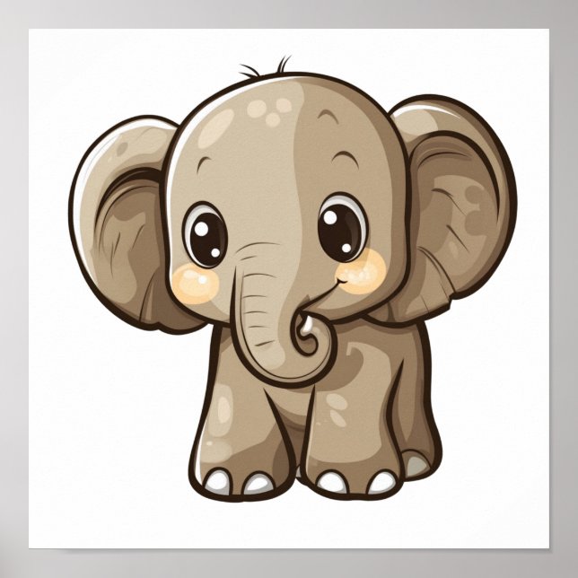Cartoon elephant illustration poster (Front)