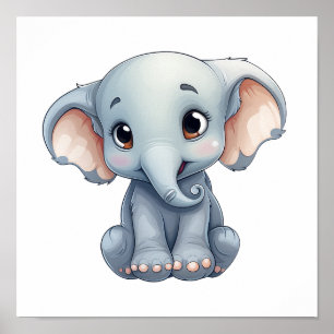 Cartoon elephant illustration poster
