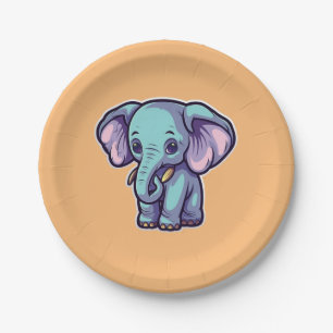 CARTOON ELEPHANT PAPER PLATE