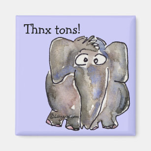 Cartoon Elephant Thnx Tons Magnet