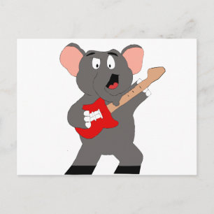 Cartoon Elephant With Guitar Postcard
