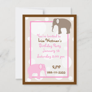 Cartoon elephants Birthday Invitation