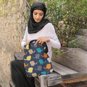 Cartoon elephants tote bag
