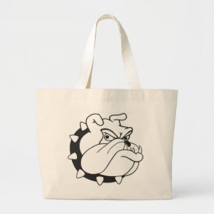 Cartoon English Bulldog Portrait Canvas Totebag Large Tote Bag