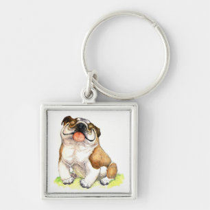 Cartoon  English Bulldog Puppy  Key Chain