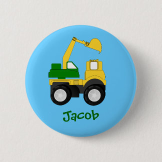 Cartoon Excavator - Personalised Name Gift 6 Cm Round Badge