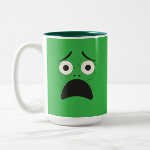 Cartoon Face Expressions, scared face, surprised Two-Tone Coffee Mug