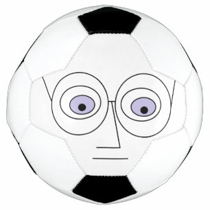 Cartoon Face Wearing Glasses Design Hilarious Soccer Ball