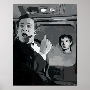 Cartoon Faces on Air Plane Poster