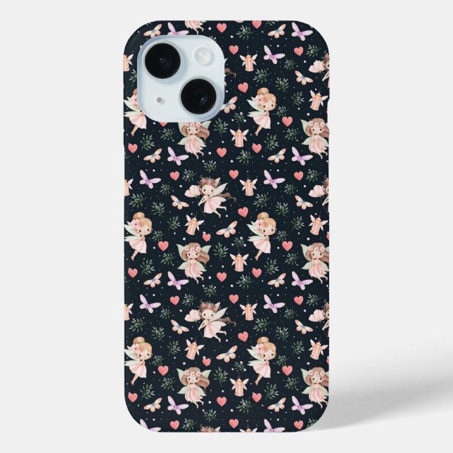 Cartoon Fairy With Flowers Seamless Pattern Case-Mate iPhone Case (Back)
