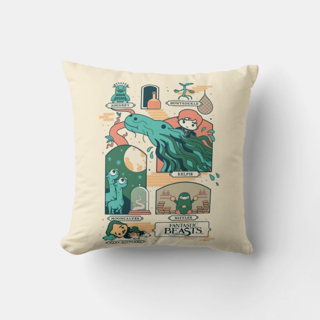 Cartoon Fantastic Beasts Scenes Cushion (Front)