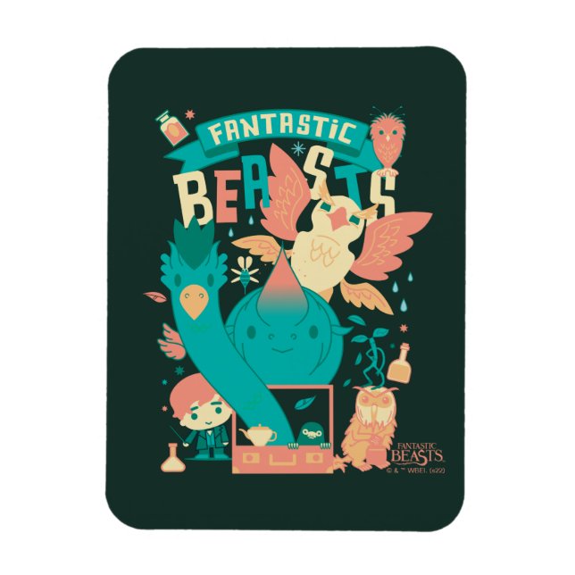 Cartoon Fantastic Beasts With Newt Scamander Magnet (Vertical)