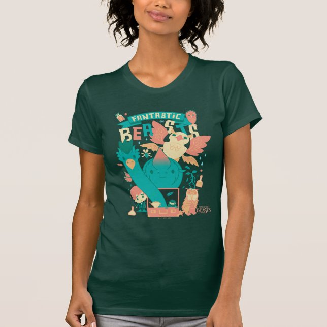 Cartoon Fantastic Beasts With Newt Scamander T-Shirt (Front)