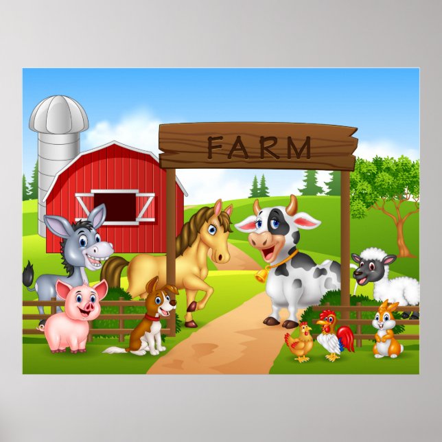 Cartoon farm animals poster (Front)