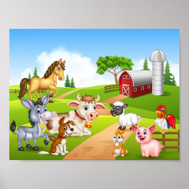 Cartoon farm animals poster (Front)