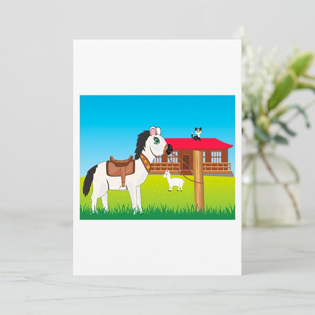 Cartoon Farm Scene with Horse Cat and Goat  Invitation (Creator Uploaded)
