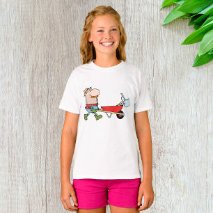 Cartoon Farmer with Wheelbarrow and Tools T-Shirt