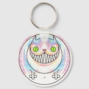 Cartoon Fat Cat Button Keychain