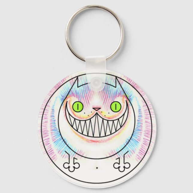 Cartoon Fat Cat Button Keychain (Front)