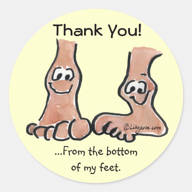 Cartoon Feet Thank You Round Sticker (Front)