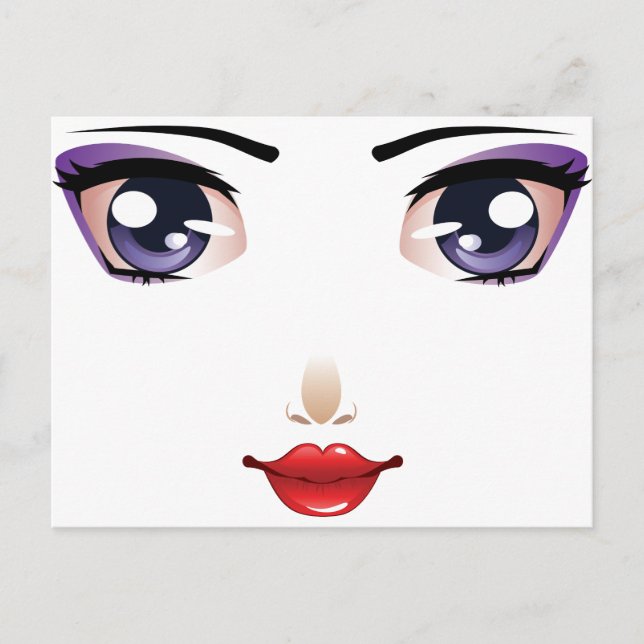 Cartoon female face postcard (Front)