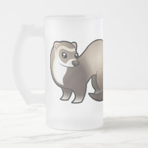 Cartoon Ferret Frosted Glass Beer Mug
