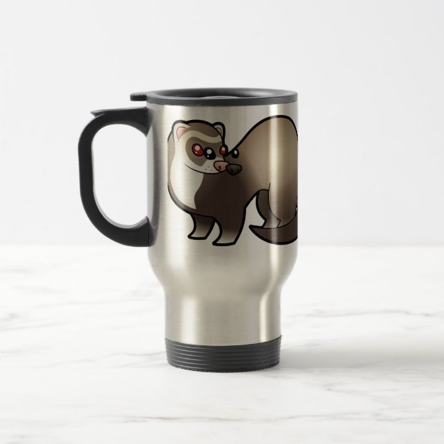 Cartoon Ferret Travel Mug (Left)