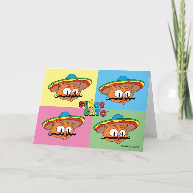 Cartoon Fiesta Cat Pop Art Blank Inside Card (Front)