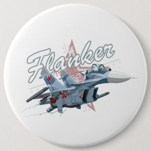 Cartoon fighter plane 6 cm round badge