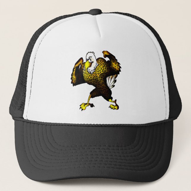 Cartoon Fighting Eagle Trucker Hat (Front)