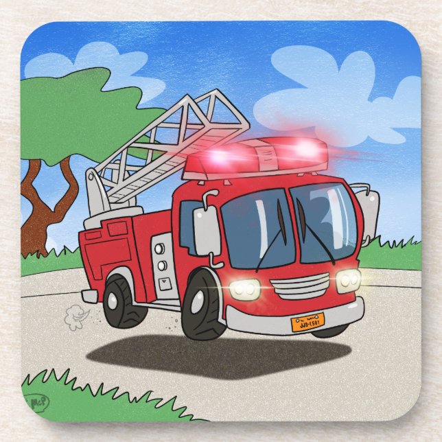 Cartoon Fire Engine Coaster (Front)
