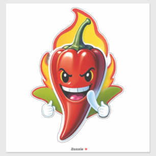 Cartoon Fire Pepper Mascot With Grinning Face