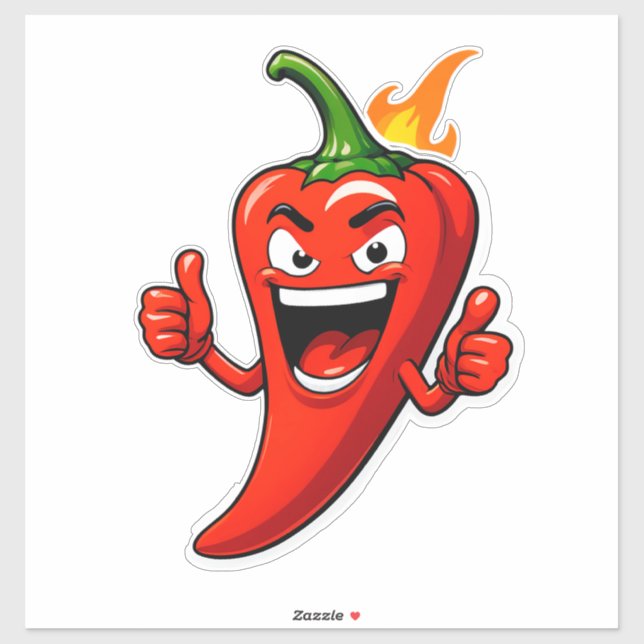 Cartoon Fire Pepper Mascot With Grinning Face (Sheet)