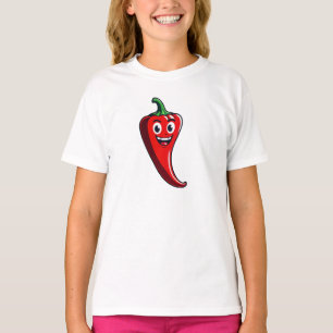 Cartoon Fire Pepper Mascot With Grinning Face T-Shirt