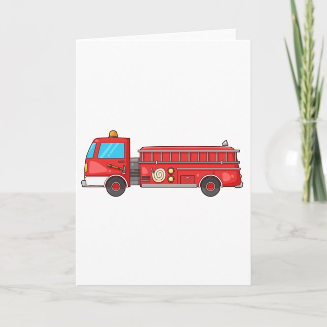 Cartoon Fire Truck/Engine Card (Front)
