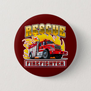 Cartoon Fire Truck T-Shirt 6 Cm Round Badge