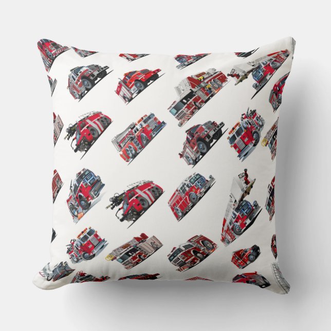 Cartoon Fire Trucks seamless pattern Fabric Cushion (Front)