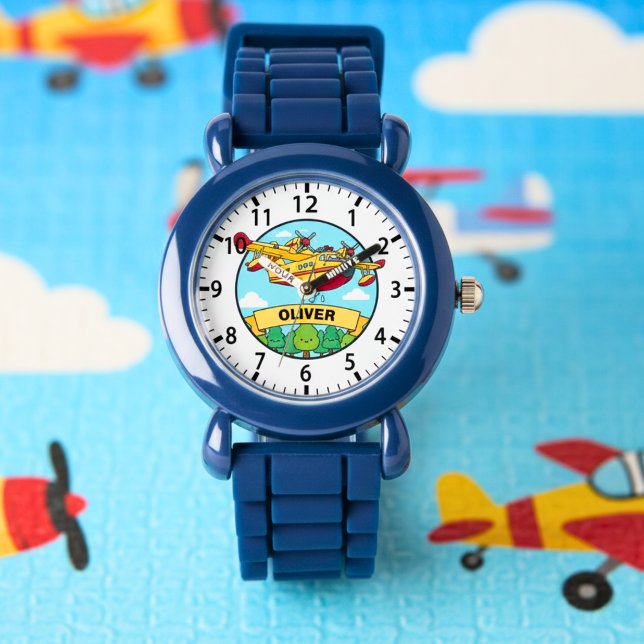 Cartoon Firefighting Plane Badge Watch (Creator Uploaded)