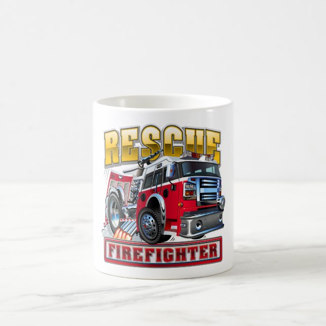 Cartoon firetruck  coffee mug (Center)