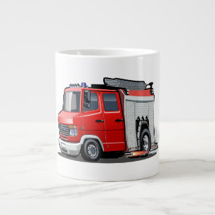 Cartoon firetruck large coffee mug