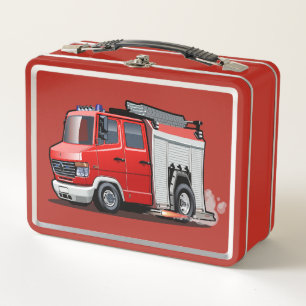 Cartoon firetruck metal lunch box