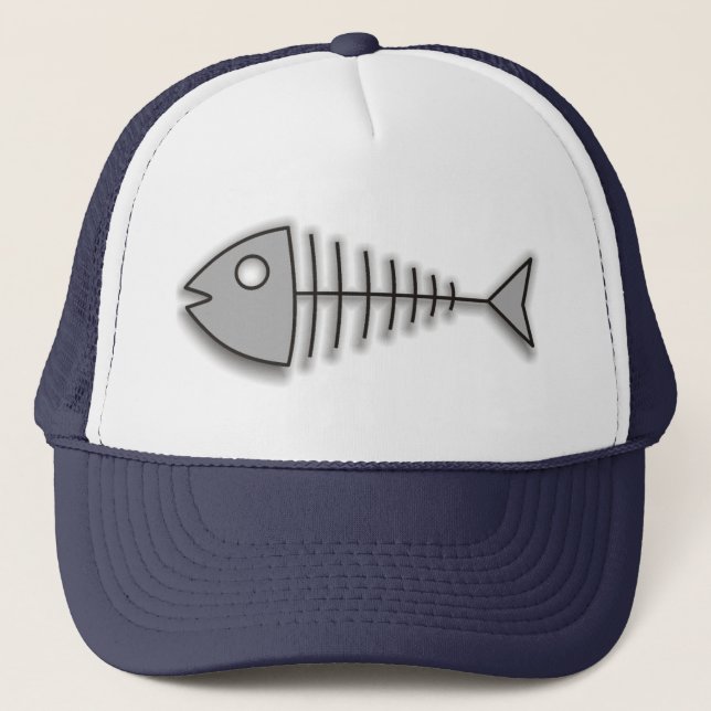 Cartoon Fish Bones Funny Fisherman Hat (Front)