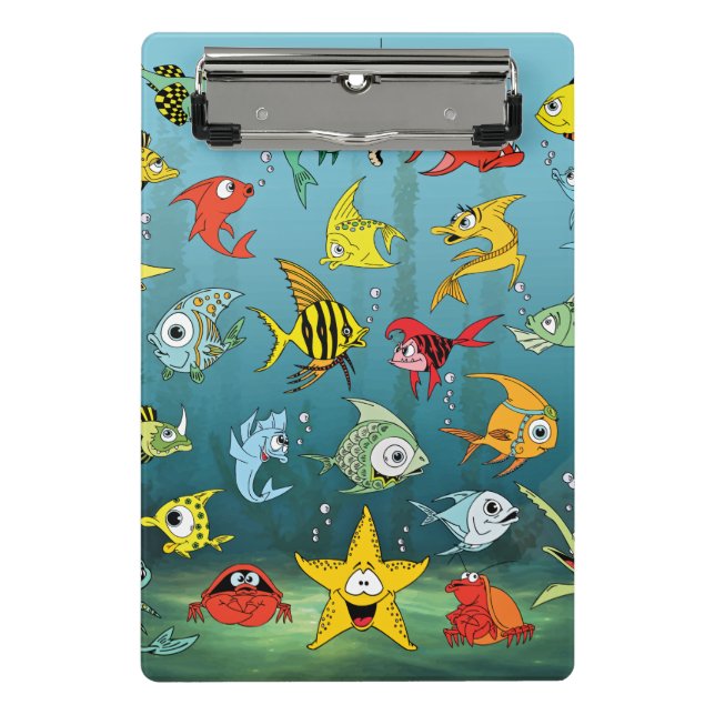 Cartoon Fish Underwater Mini Clipboard (Front)