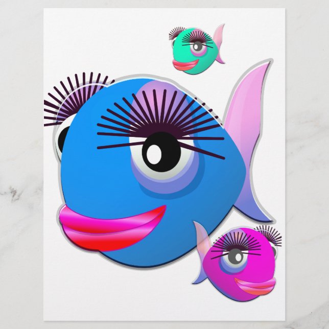 Cartoon Fish with BIg Lips and Eyelashes (Front)